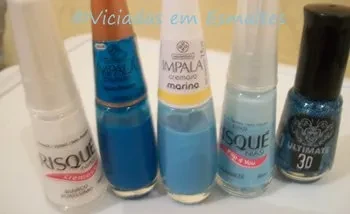 Esmaltes Degradê Azul Esmaltes e Unhas