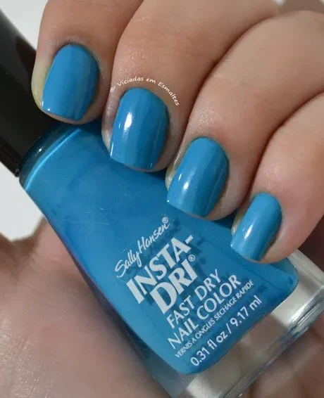 Esmalte Sally Hansen Insta-Dri Brisk Blue 430 + Glitter Top Beauty Off Road * Let's Play